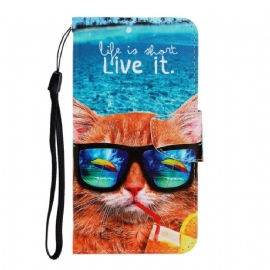 Flipové Pouzdro Na iPhone 13 Na Lana Cat Live It Strappy