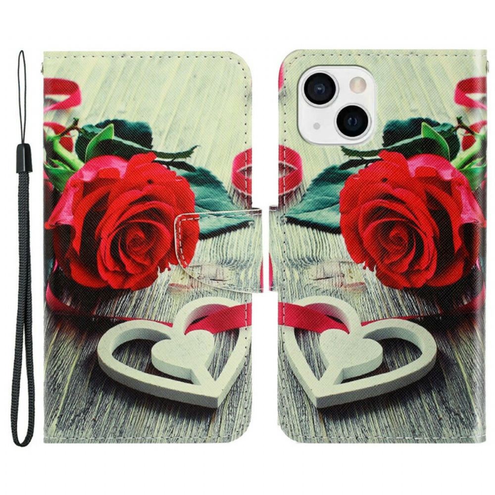 Flipové Pouzdro Na iPhone 13 Na Lana Romantická Rose Strappy