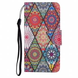 Flipové Pouzdro Na iPhone 13 Patchwork S Popruhem