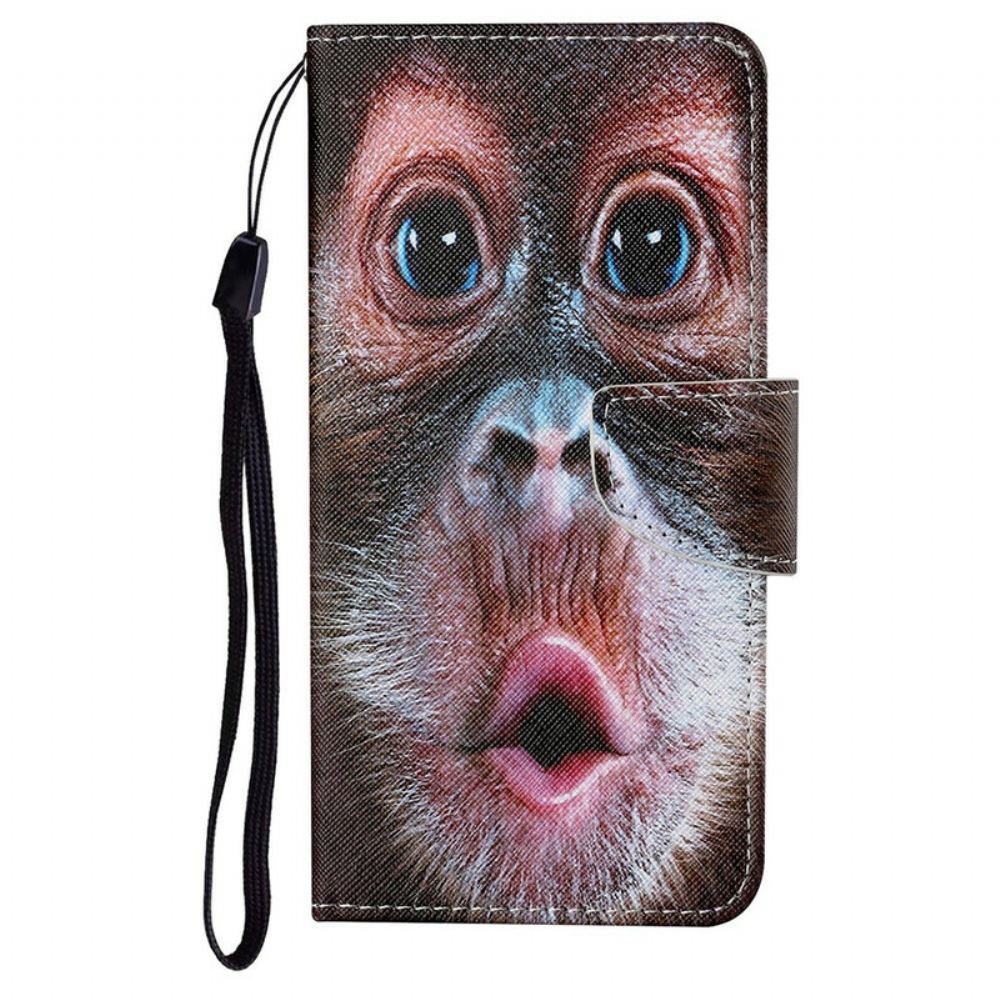 Kožené Pouzdro Na iPhone 13 Na Lana Strappy Monkey