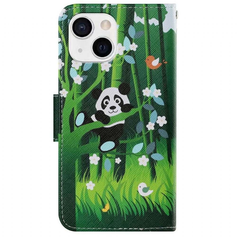 Kožené Pouzdro Na iPhone 13 Panda Procházka