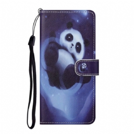 Kožené Pouzdro Na iPhone 13 Vesmír Panda