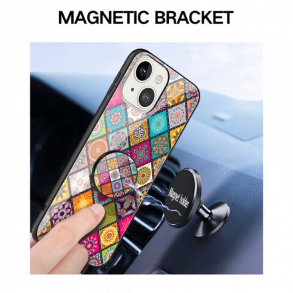 Kryt Na iPhone 13 Magnetický Patchworkový Držák