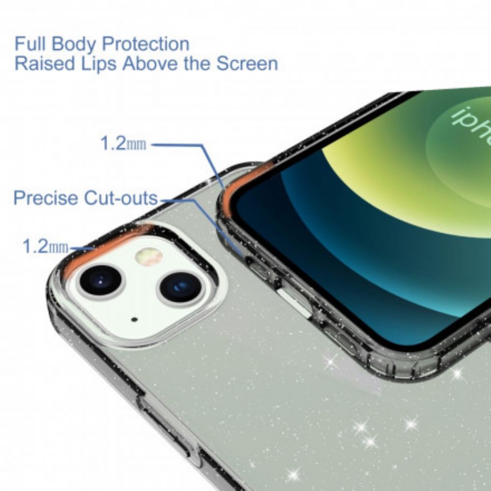 Kryt Na iPhone 13 Transparentní Třpytivý Design