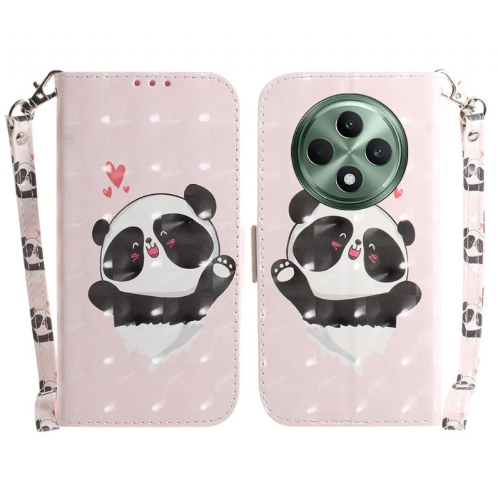 Kožený Kryt Oppo Reno 12f 5g Panda Love With Strap