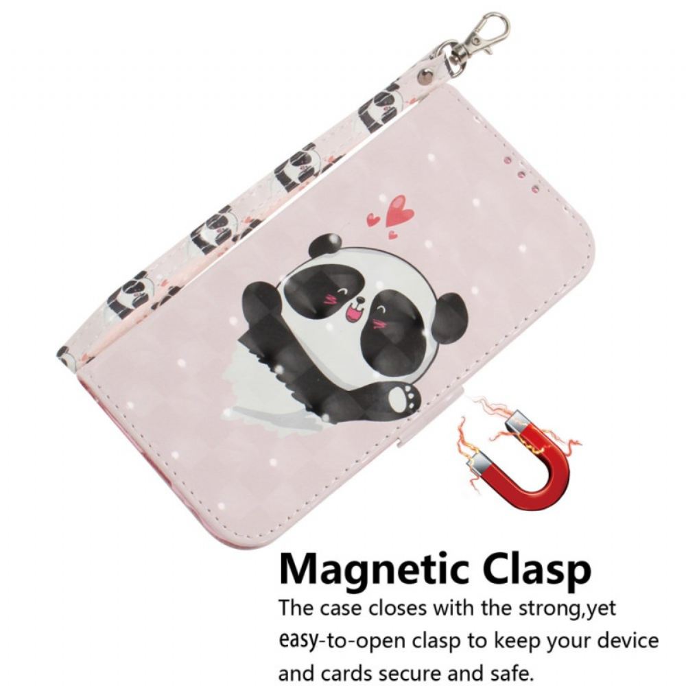 Kožený Kryt Oppo Reno 12f 5g Panda Love With Strap