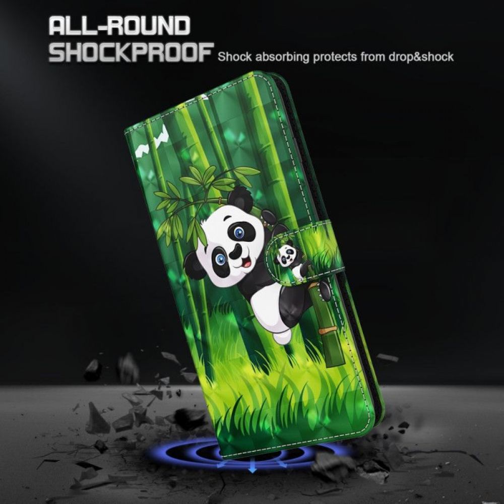 Flipové Pouzdro Na iPhone 15 Plus Na Lana 3d Bambusová Panda S Popruhem