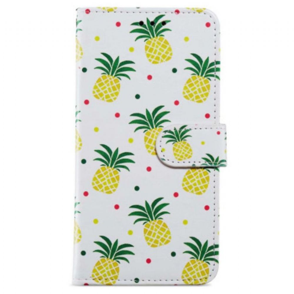 Flipové Pouzdro Na iPhone 15 Plus Na Lana Ananas S Popruhem