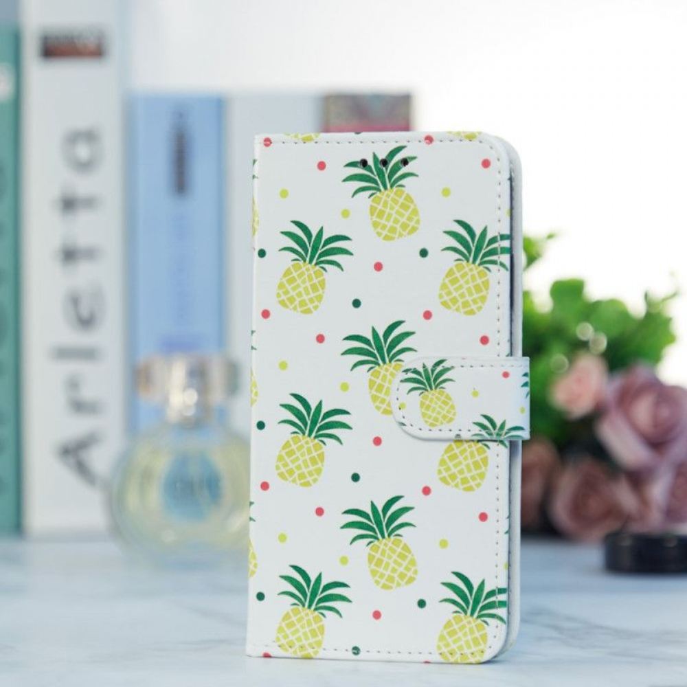 Flipové Pouzdro Na iPhone 15 Plus Na Lana Ananas S Popruhem