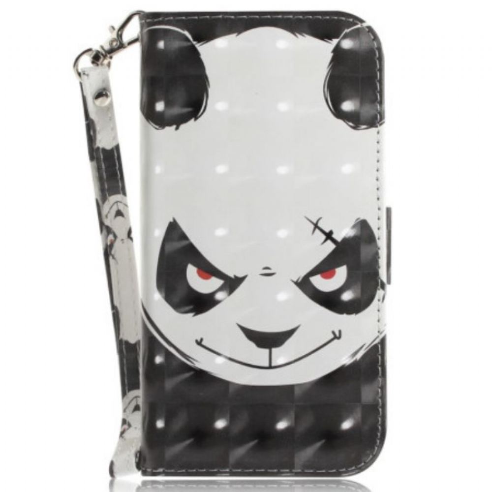 Flipové Pouzdro Na iPhone 15 Plus Na Lana Rozzlobená Panda S Popruhem