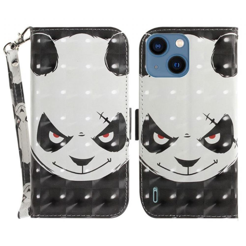 Flipové Pouzdro Na iPhone 15 Plus Na Lana Rozzlobená Panda S Popruhem