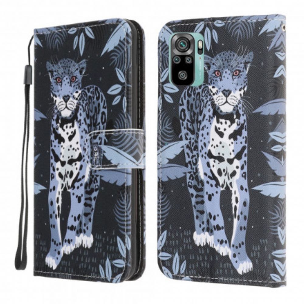 Kožené Pouzdro Na Xiaomi Redmi Note 10 / 10S Na Lana Strappy Leopard