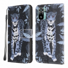 Kožené Pouzdro Na Xiaomi Redmi Note 10 / 10S Na Lana Strappy Leopard