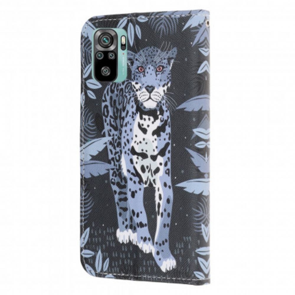 Kožené Pouzdro Na Xiaomi Redmi Note 10 / 10S Na Lana Strappy Leopard