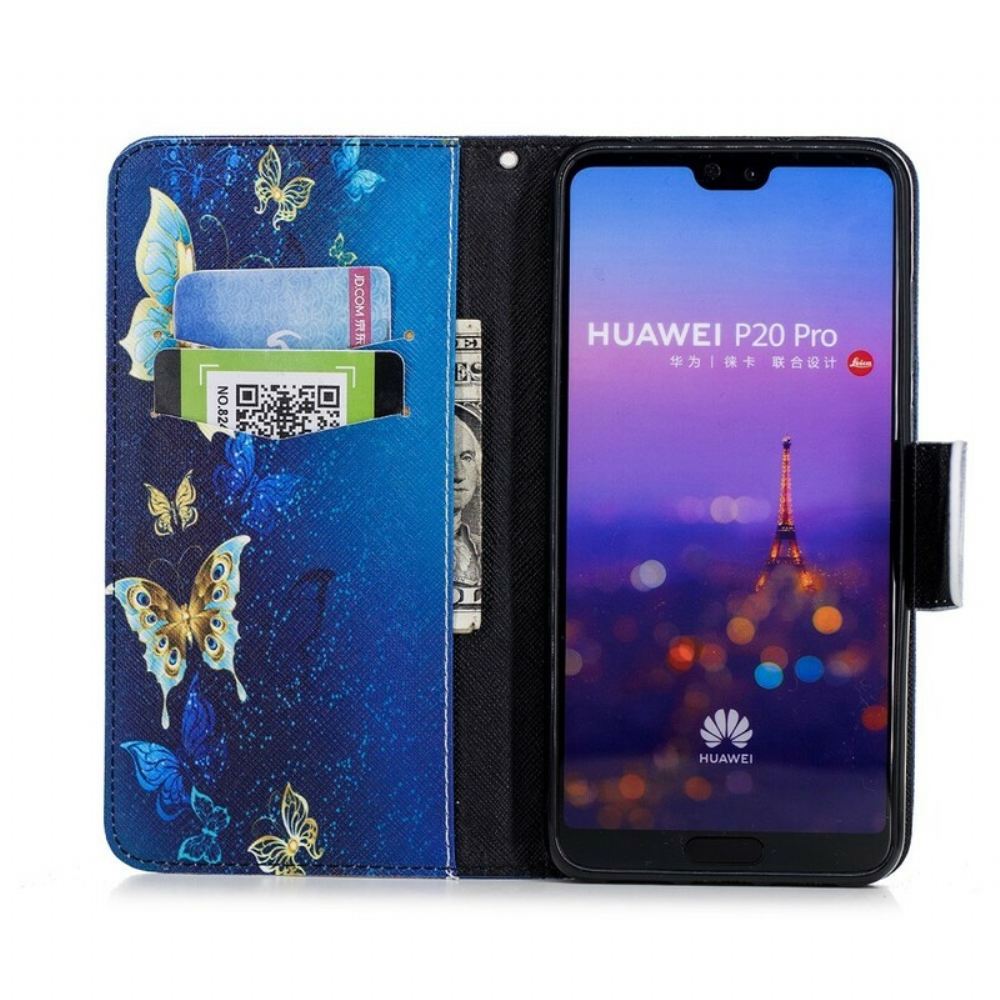 Flipové Pouzdro Na Huawei P20 Pro Motýli V Noci