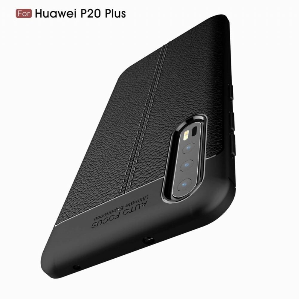 Kryt Na Huawei P20 Pro Dvouřadý Kožený Efekt Litchi