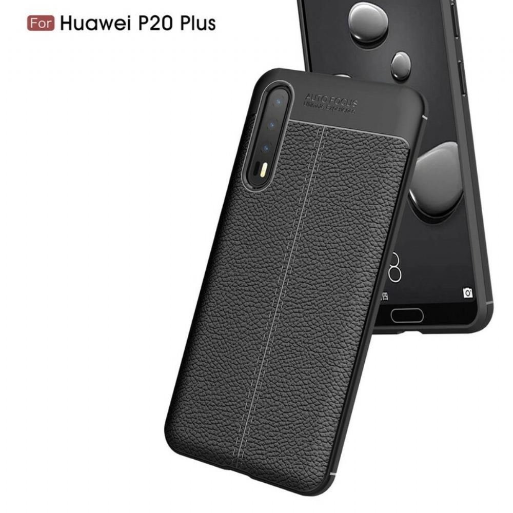 Kryt Na Huawei P20 Pro Dvouřadý Kožený Efekt Litchi