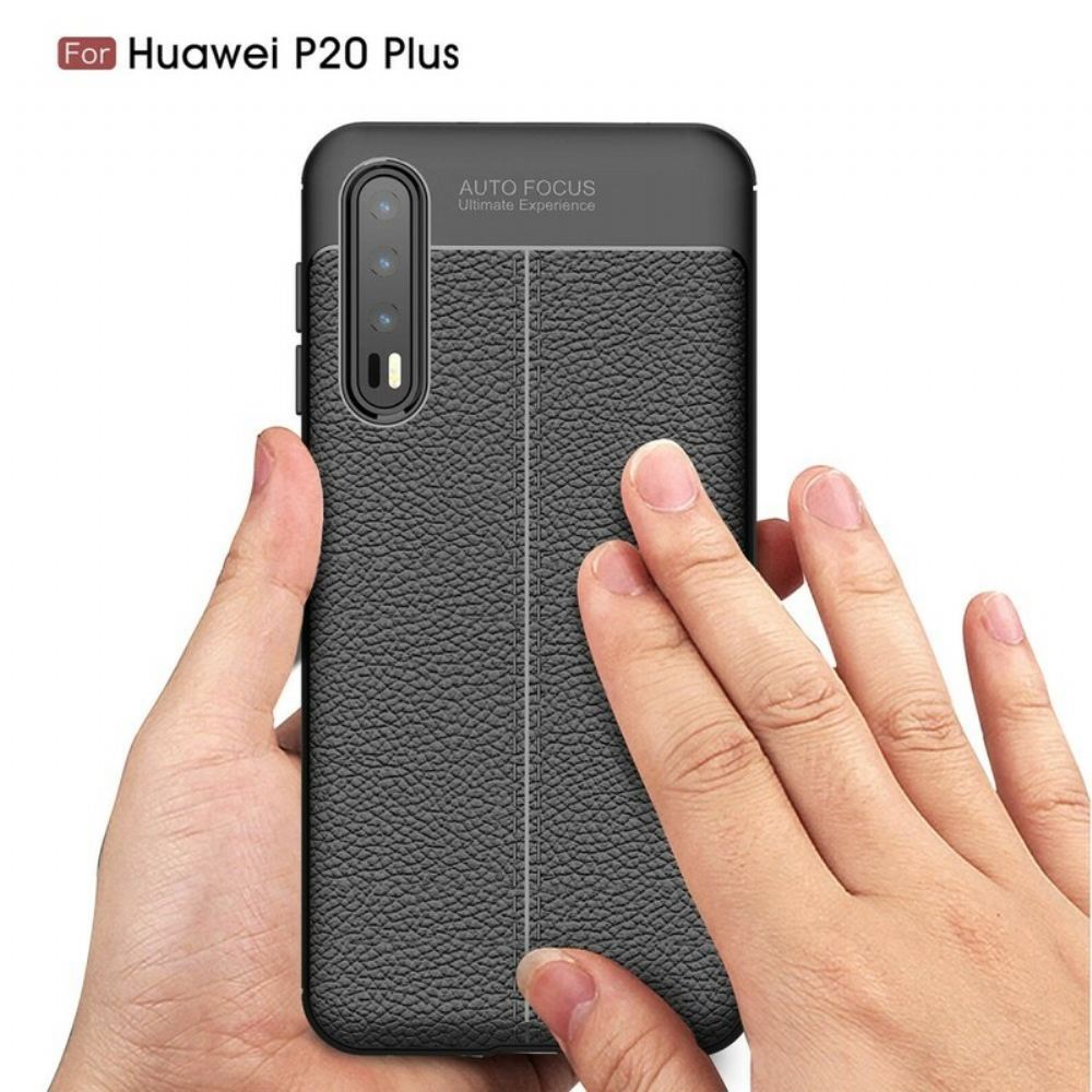 Kryt Na Huawei P20 Pro Dvouřadý Kožený Efekt Litchi