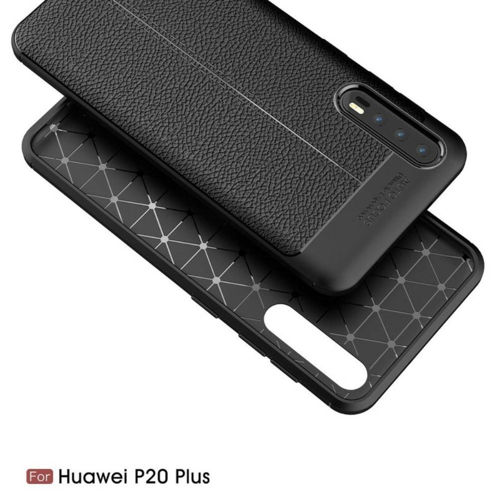 Kryt Na Huawei P20 Pro Dvouřadý Kožený Efekt Litchi