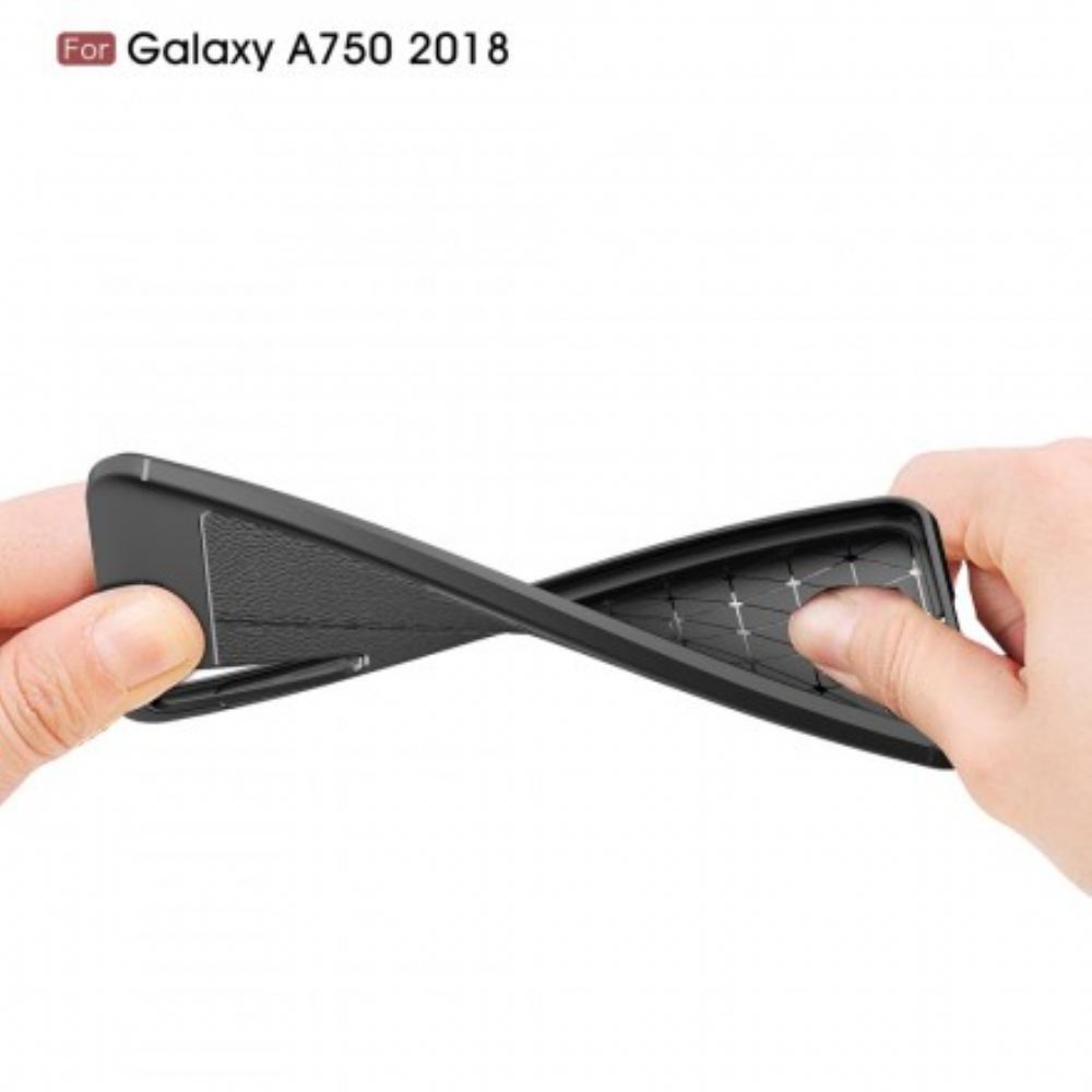 Kryt Na Samsung Galaxy A7 Dvojitá Linie Litchi Kožený Efekt