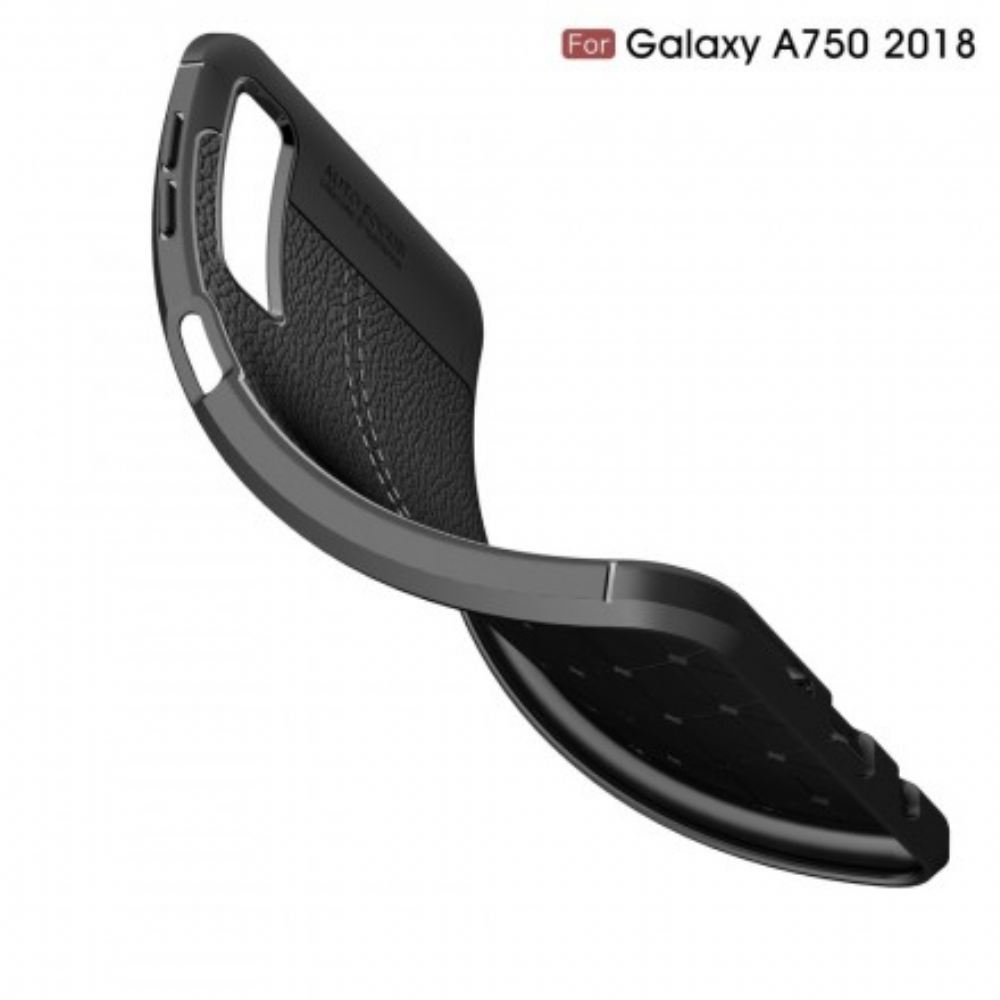 Kryt Na Samsung Galaxy A7 Dvojitá Linie Litchi Kožený Efekt