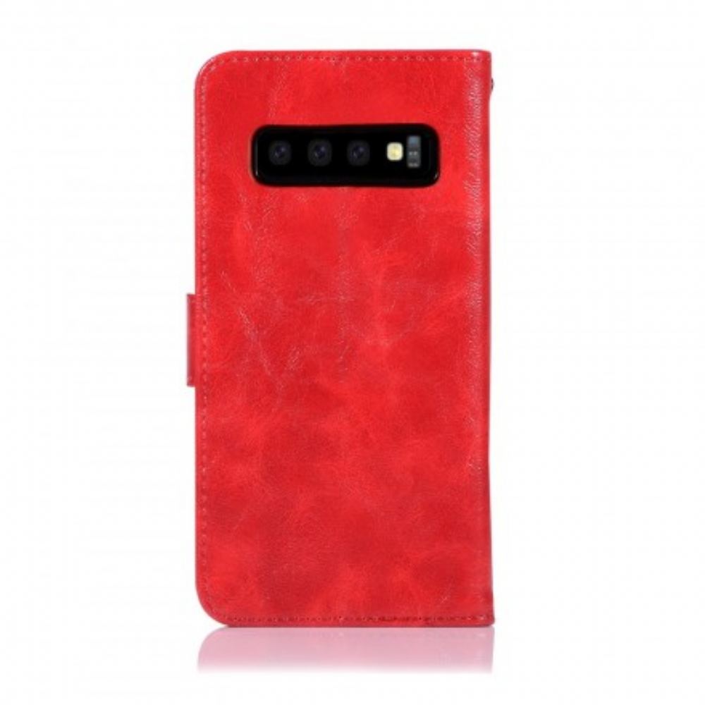 Flipové Pouzdro Na Samsung Galaxy S10 Na Lana Vintage Kožený Řemínek