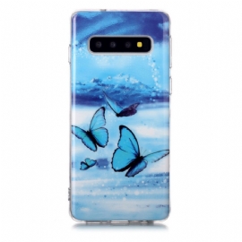 Kryt Na Samsung Galaxy S10 Fluorescenční Modrý Motýl