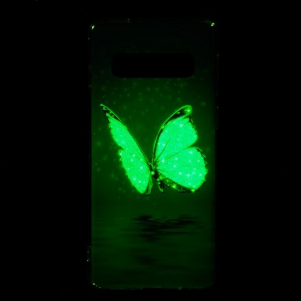 Kryty Na Mobil Na Samsung Galaxy S10 Fluorescenční Modrý Motýl