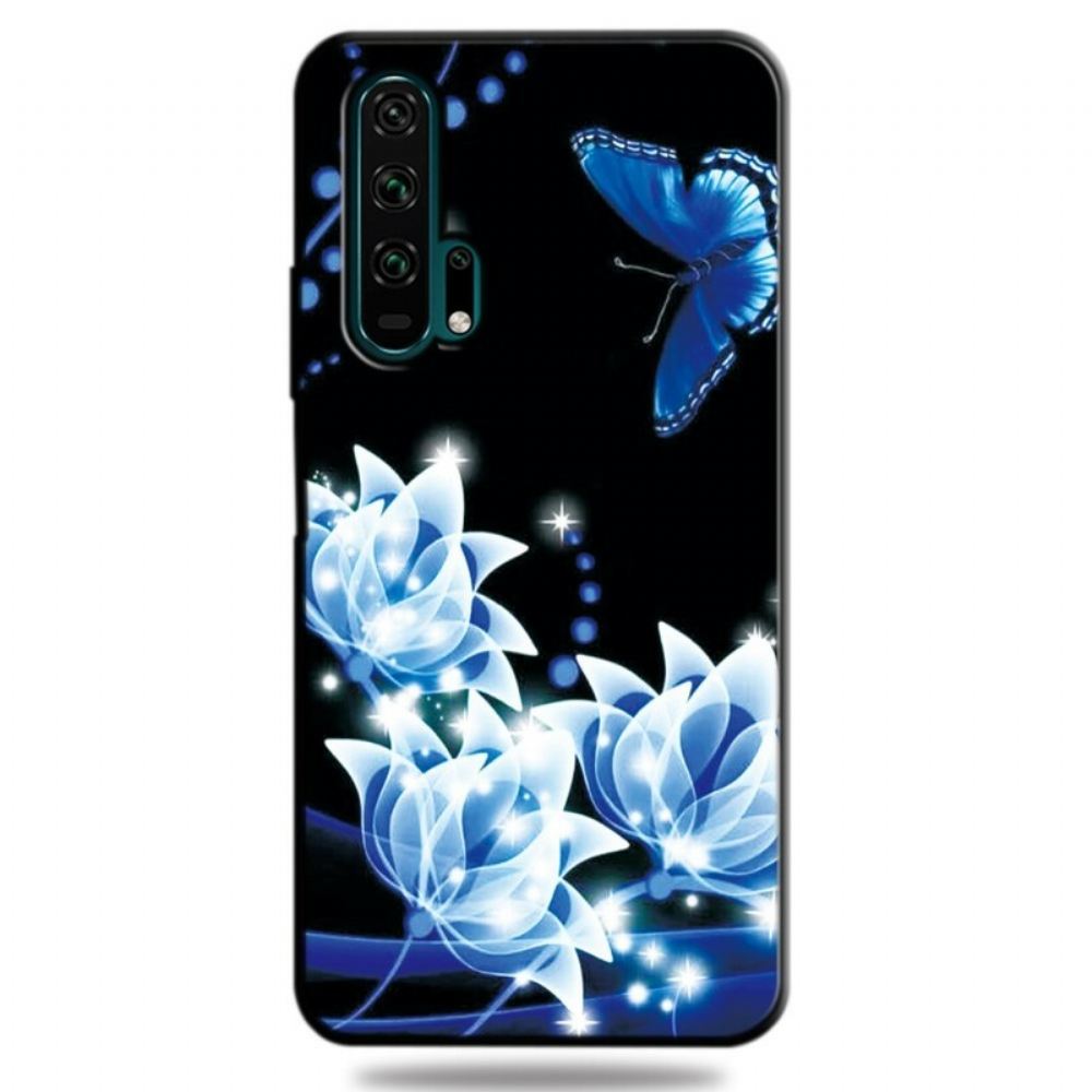 Kryty Na Mobil Na Honor 20 Pro Motýl A Modré Květiny