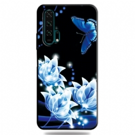 Kryty Na Mobil Na Honor 20 Pro Motýl A Modré Květiny