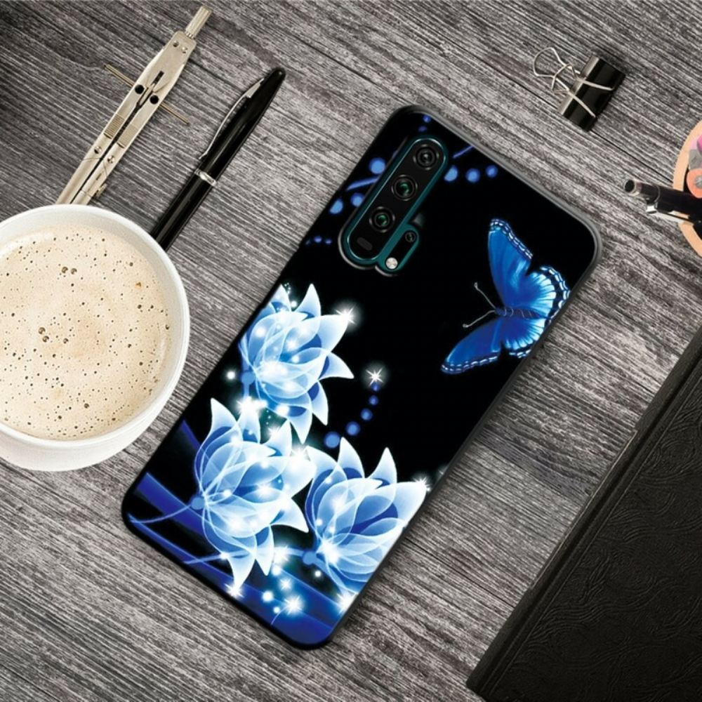 Kryty Na Mobil Na Honor 20 Pro Motýl A Modré Květiny