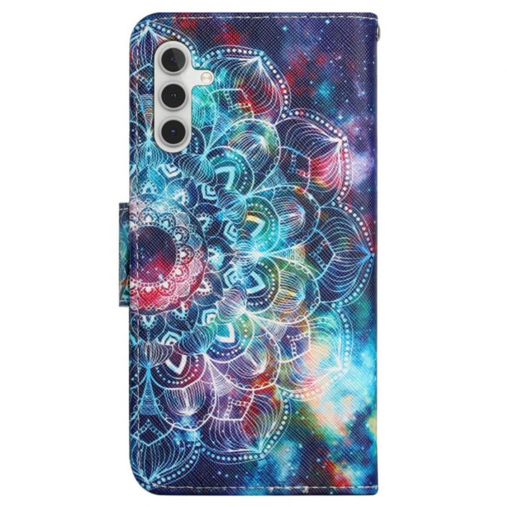 Kožený Kryt Samsung Galaxy A15 5g Hvězdná Obloha A Lanyard Mandala