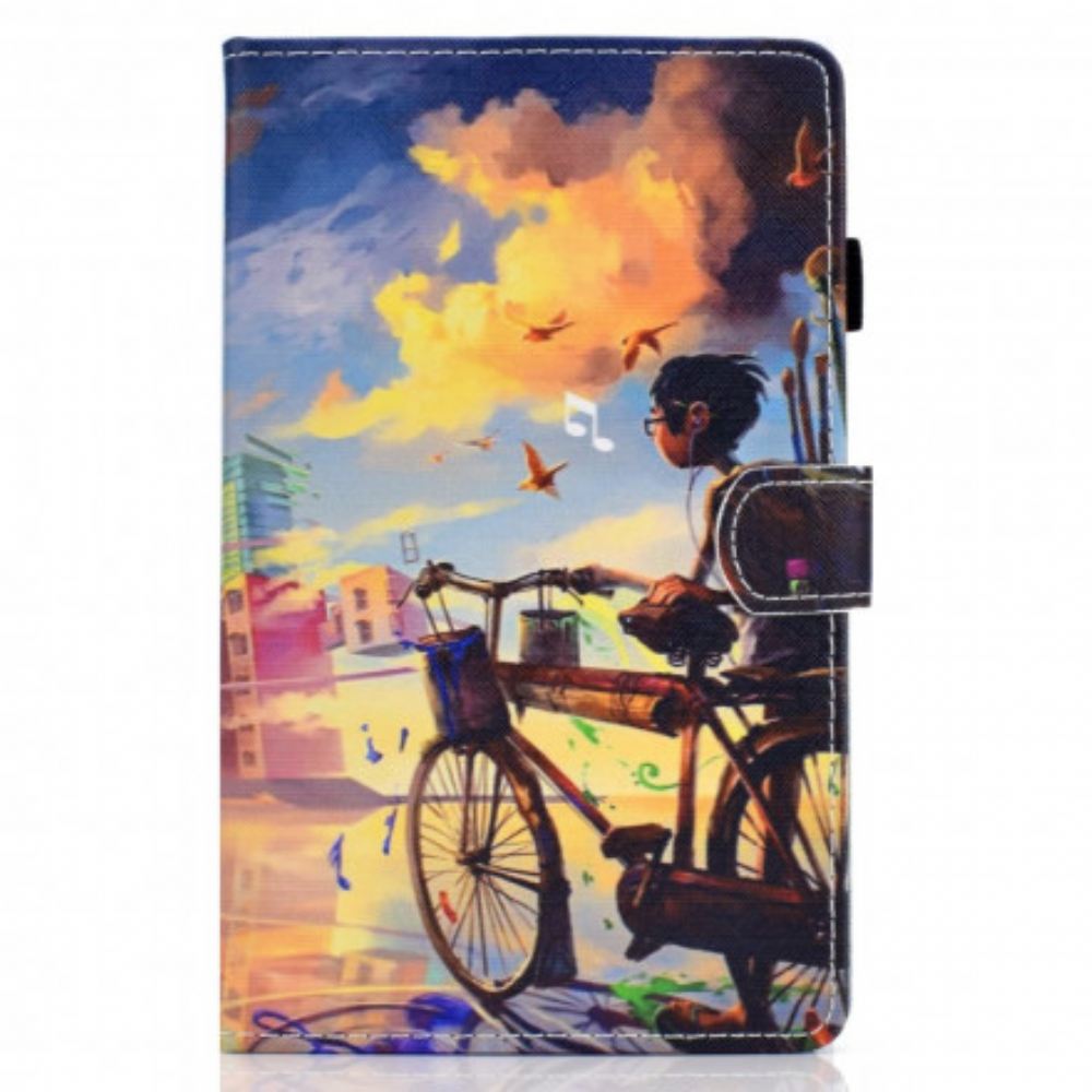 Kožené Pouzdro Na Samsung Galaxy Tab A7 Bike Art