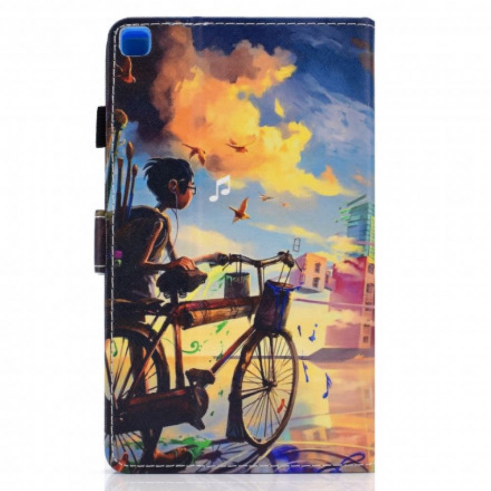 Kožené Pouzdro Na Samsung Galaxy Tab A7 Bike Art