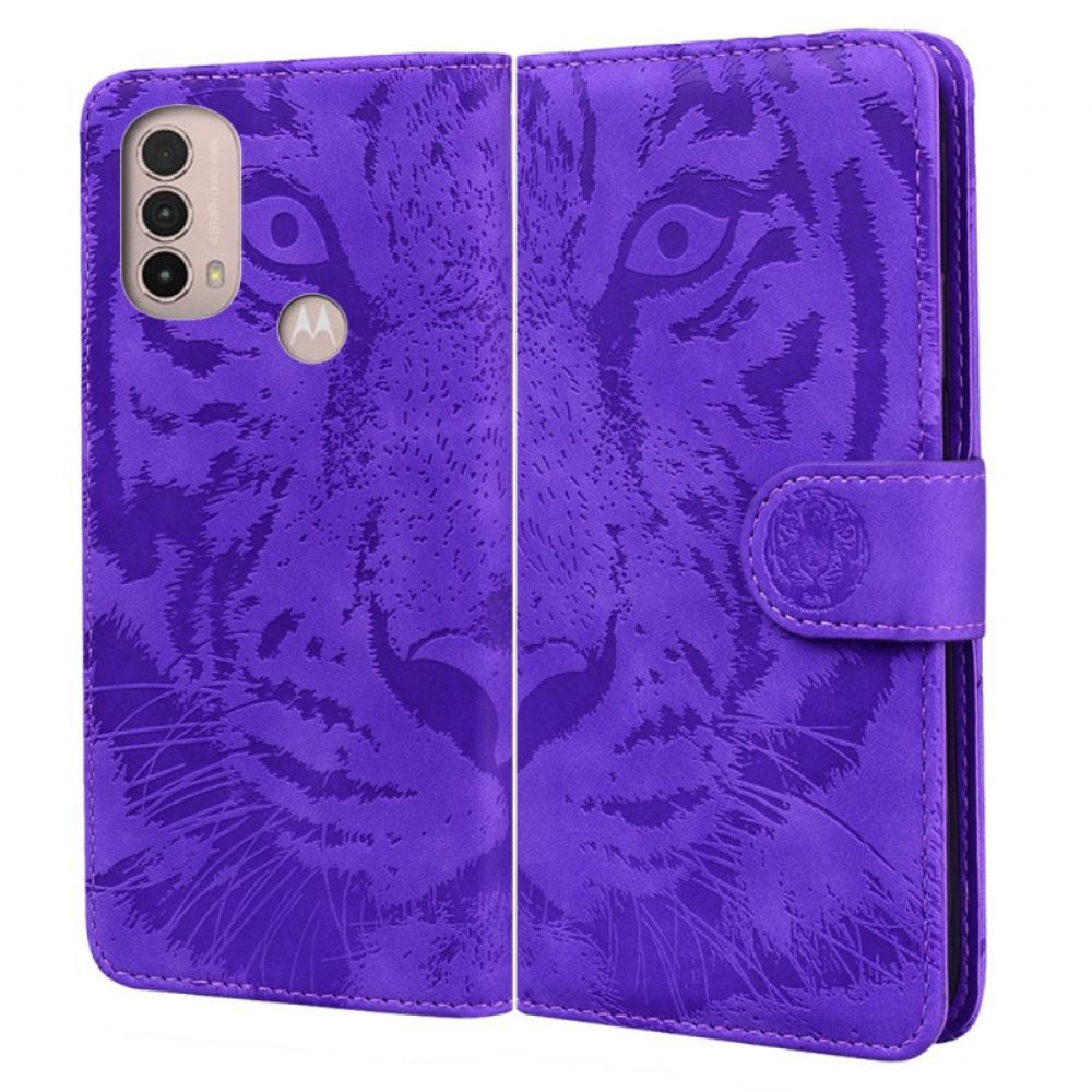 Flipové Pouzdro Na Moto E40 / E30 / E20 Tiger Face Print