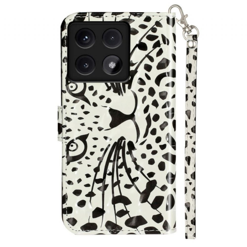 Kožený Kryt Xiaomi 14t Grafický Pásek Leopard