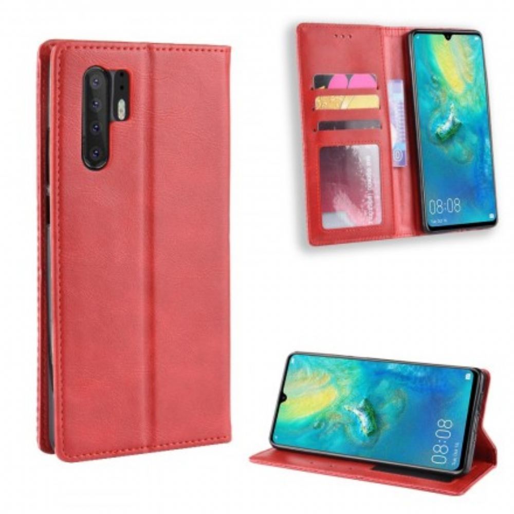 Kryty Na Mobil Na Huawei P30 Pro Flipové Pouzdro Stylizovaný Vintage Kožený Efekt