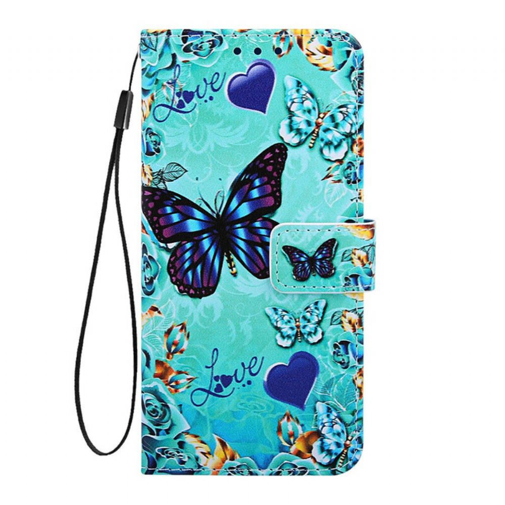 Kožené Pouzdro Na Xiaomi Mi 9T / Mi 9T Pro Na Lana Love Butterflies Strappy