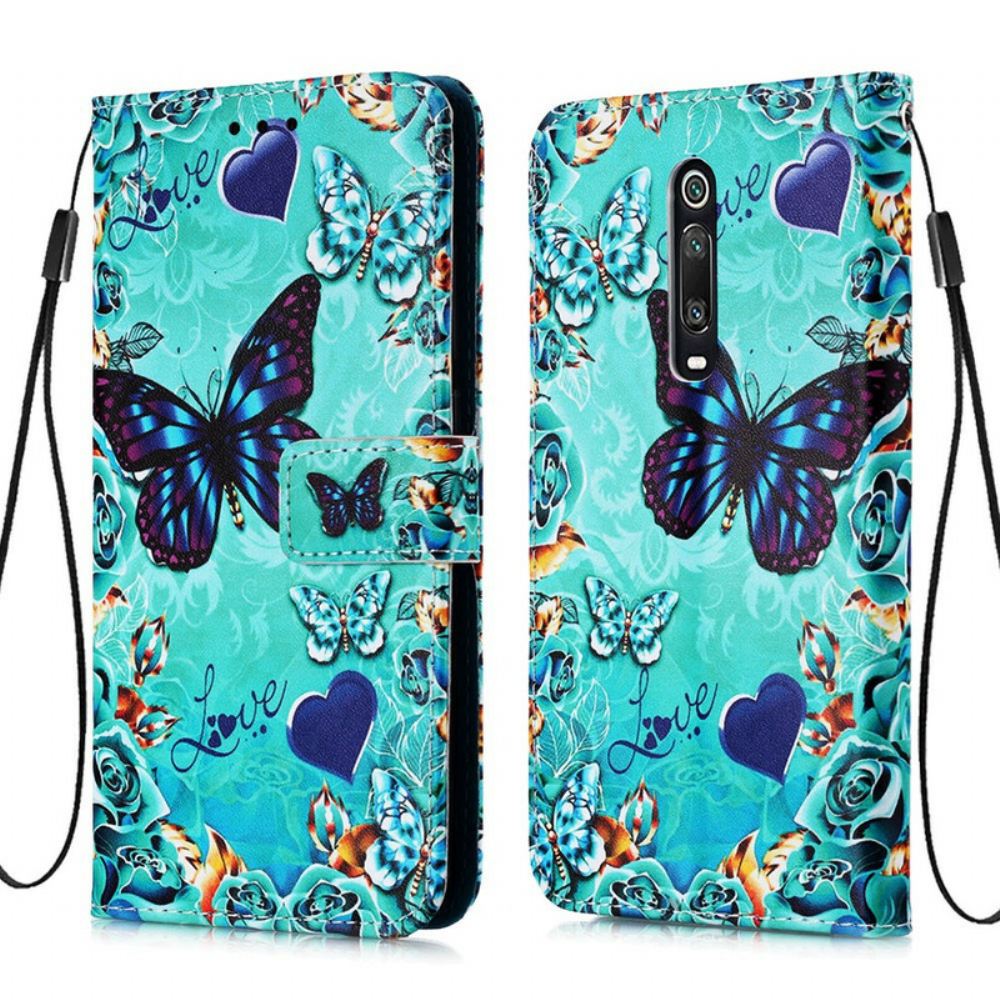 Kožené Pouzdro Na Xiaomi Mi 9T / Mi 9T Pro Na Lana Love Butterflies Strappy