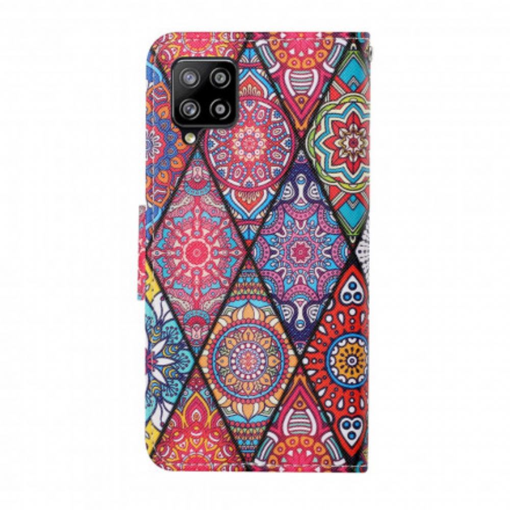 Flipové Pouzdro Na Samsung Galaxy A22 4G Patchwork S Popruhem