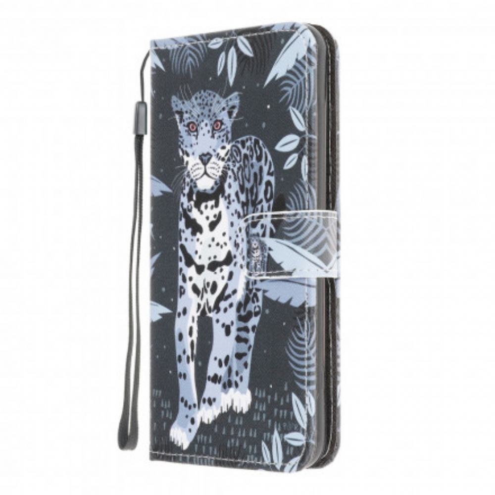 Kožené Pouzdro Na Samsung Galaxy A22 4G Na Lana Strappy Leopard