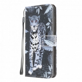 Kožené Pouzdro Na Samsung Galaxy A22 4G Na Lana Strappy Leopard