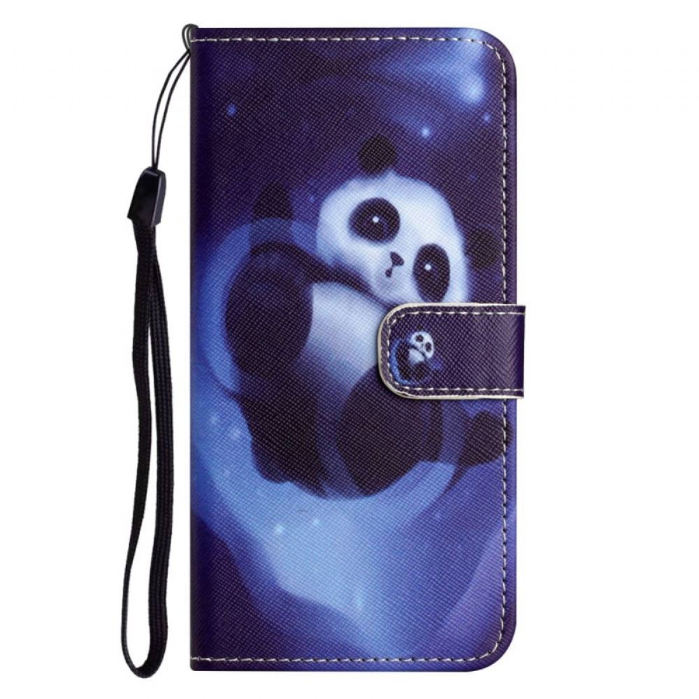 Flipové Pouzdro Na OnePlus 10T 5G Na Lana Strappy Space Panda