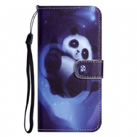 Flipové Pouzdro Na OnePlus 10T 5G Na Lana Strappy Space Panda