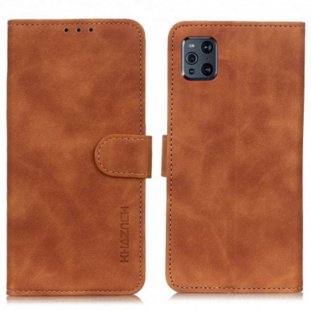 Flipové Pouzdro Na Oppo Find X3 Pro Matná Vintage Leather Effect Khazneh