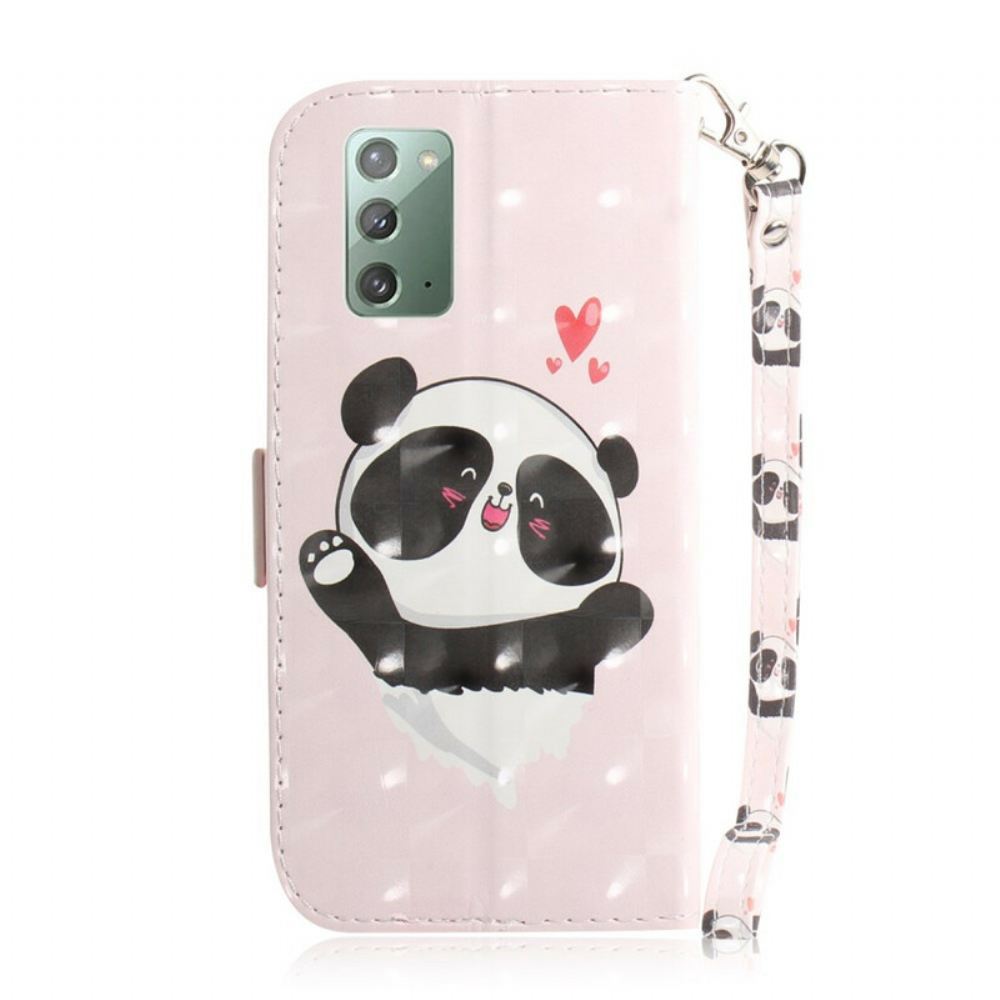 Flipové Pouzdro Na Samsung Galaxy Note 20 Na Lana Panda Love S Popruhem