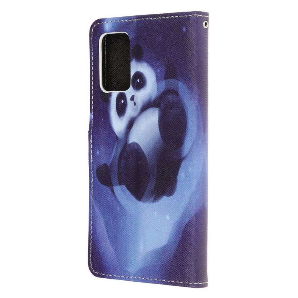 Flipové Pouzdro Na Samsung Galaxy Note 20 Na Lana Vesmírná Panda S Lanyardem