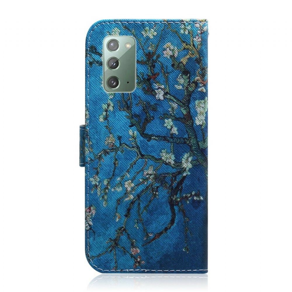 Kožené Pouzdro Na Samsung Galaxy Note 20 Kvetoucí Větev Stromu