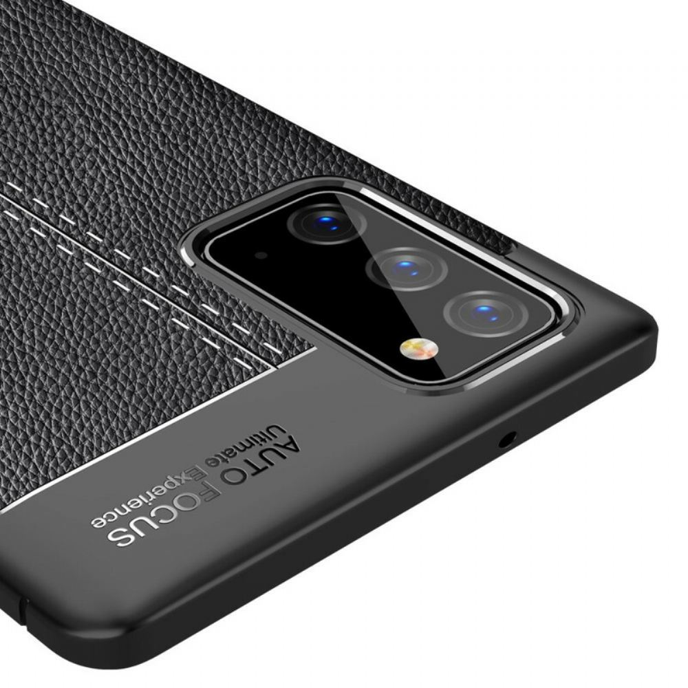 Kryt Na Samsung Galaxy Note 20 Dvojitá Linie Litchi Kožený Efekt