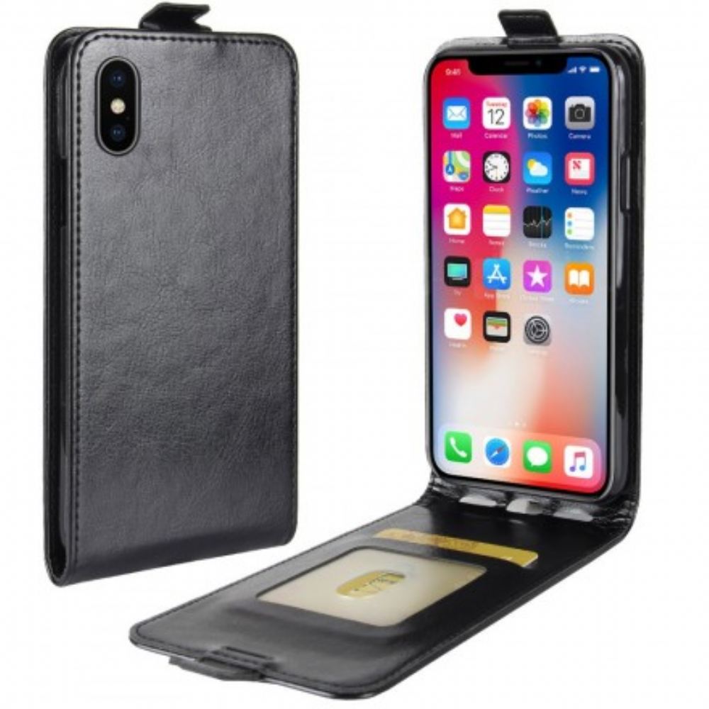 Kožené Pouzdro Na iPhone X / XS Flipové Pouzdro Skládací Retro